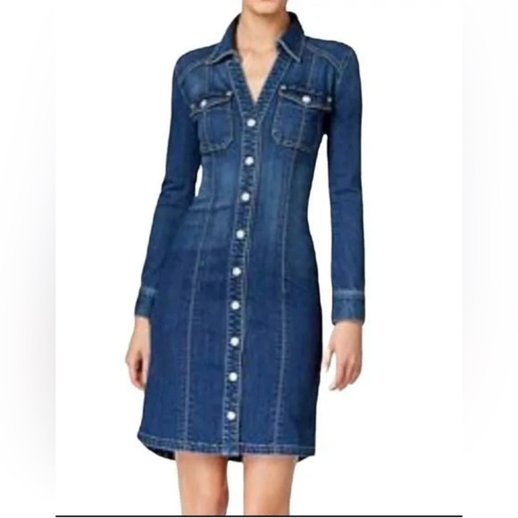 ๐NWOT-INC International Concepts Women's Denim Shirtdress DK INDIGO Blue SZ 4๐ - Picture 1 of 15